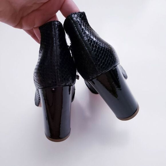 Marc‎ Ellis Black Leather Snake Embossed Open Toe Bootie - Picture 4 of 7